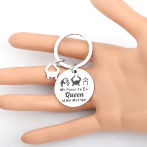 TGBJE Villains Evil Queen Gift My Favorite Evil Queen is my Mother Keychain Villains Gift Witches Gift Movie Inspired Gift (evil queen kc)