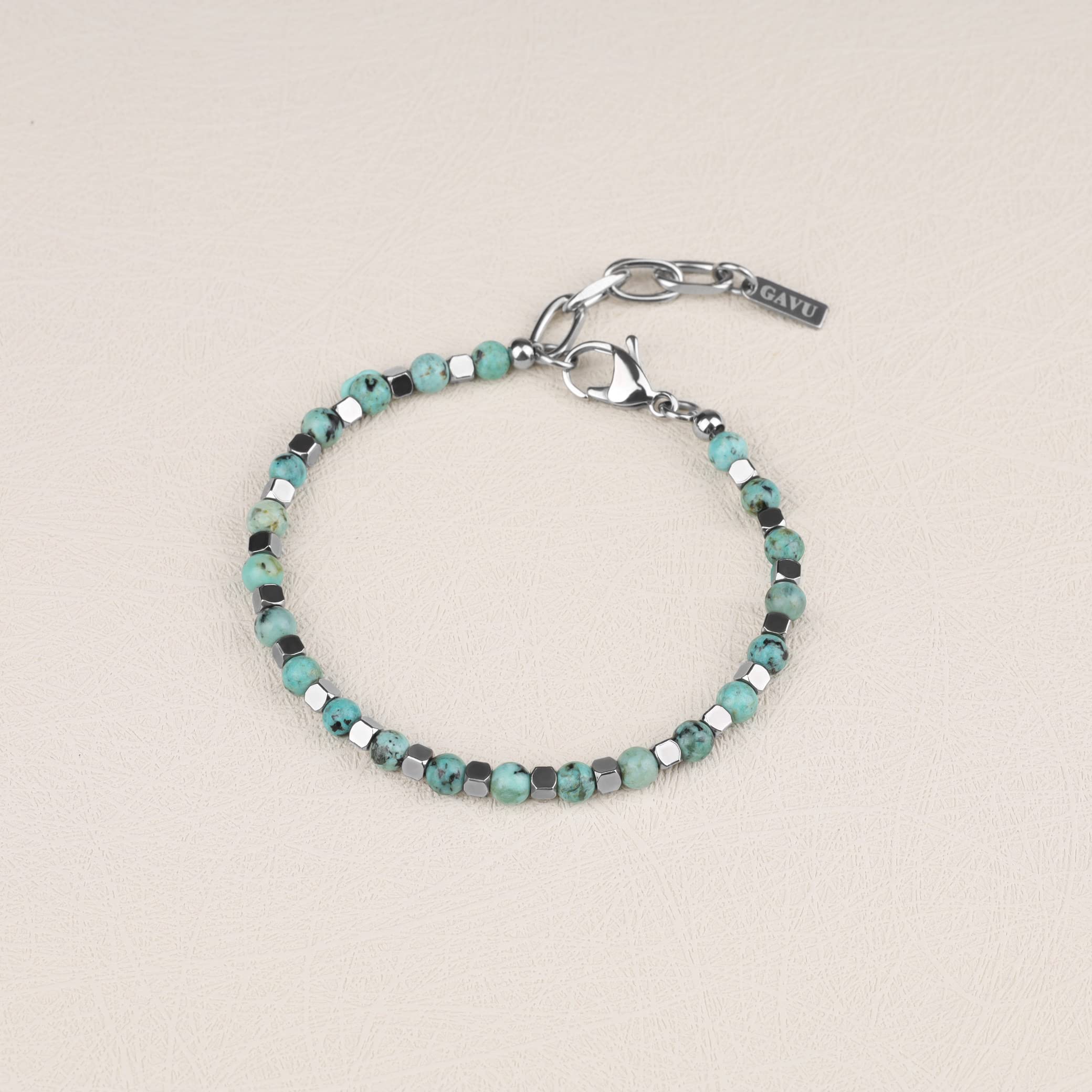 GAVU Semi Precious Gemstone African Turquoise Blue Stone Bracelet