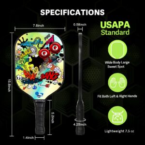 JOYAIRE Pickleball Paddles Set of 2, USAPA Standard Multilayer Carbon Fiber Surface High Control & Spin, Lightweight Pickle Ball Rackets Honeycomb Core w/ 4 Pickleball, Portable Bag, for Men Women