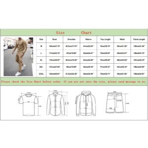 Men's Tracksuit Long Sleeve Round Neck Sweatshirts Tops Pants Set Two Piece Sweatsuits Outfits Sports Suit(Khaki,X-Large)