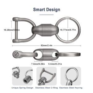 TISUR Swivel Keychain Clip, Titanium Detachable Pull Apart Key Chain, Key Ring Organizer Keychain For Men Women (1PC Swivel+D ring +key ring)