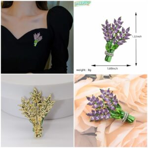 Purple Lavender Flower Brooch Pins Crystal Rhinestones Elegant Accessories Jewelry Women's Brooches and Pins Fashion Jewelry Wedding Floral Lapel Pins