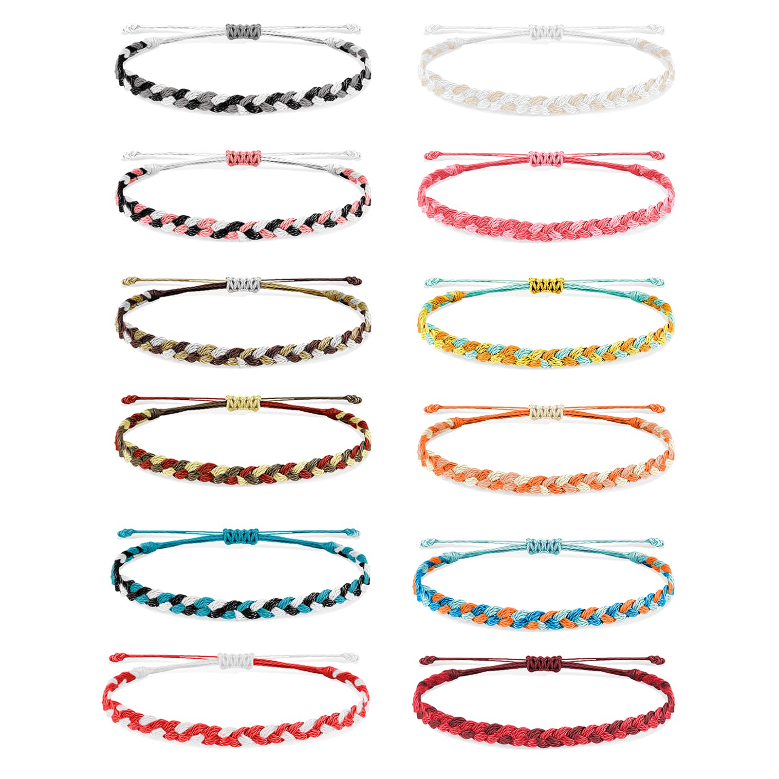 Long tiantian 12Pcs Boho String Bracelets for Women Summer Beach Bracelets Set Handmade Waterproof Surfer Bracelets for Womens（X-12pcs-String Bracelets）