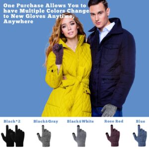 Newcotte 6 Pairs Women's Winter Touchscreen Gloves Warm Fleece Lined Knit Gloves Cold Weather Gloves for Men Women (Multi Colors)