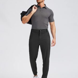 Soothfeel Men's Golf Joggers Pants with 5 Pockets Slim Fit Stretch Sweatpants Running Travel Dress Work Pants for Men(Black, S