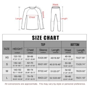 MeetHoo Kid's Thermal Sets Ski Sport Base Layer Long Johns Winter Warm Bottom Top Cold Gear Underwear, Grey, Small