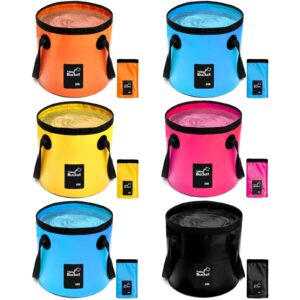 Tessco 6 Pcs 20L Collapsible Bucket with Handle 5 Gallon Folding Water Container Lightweight Foldable Bucket Portable Bucket Fishing Bucket for Outdoor Camping Hiking Traveling Kitchen, 5 Colors