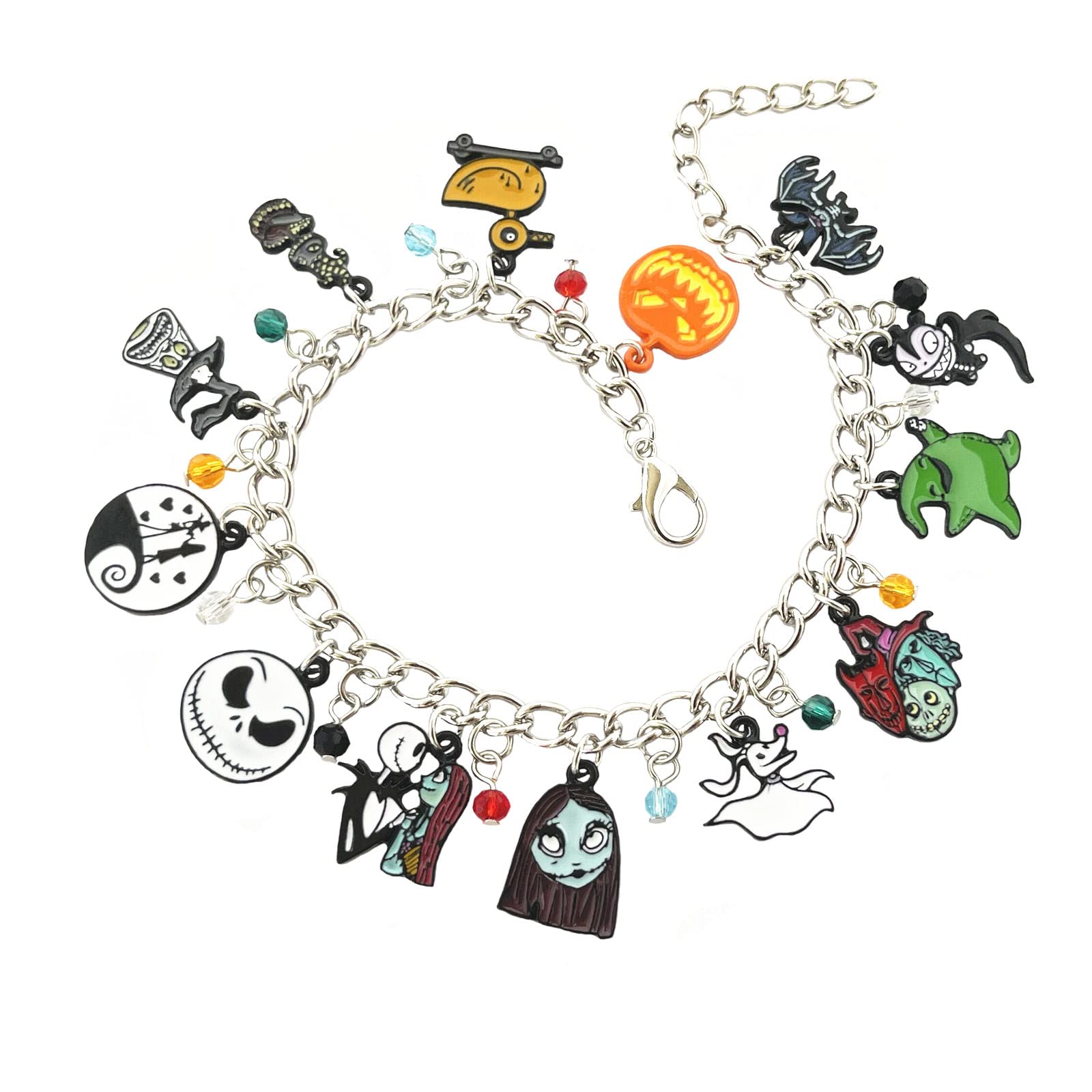 DEZHAN Halloween Nightmare before Christmas Horror Bracelet Charm, Jack Sally Zero The Dog Oogie Boogi Bracelet for Women and Men