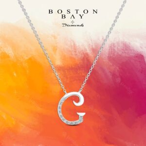 .925 Sterling Silver Diamond Accented ‘G’ Initial Necklace, Adjustable 18”-20" (G-H Color, I2-I3 Clarity)