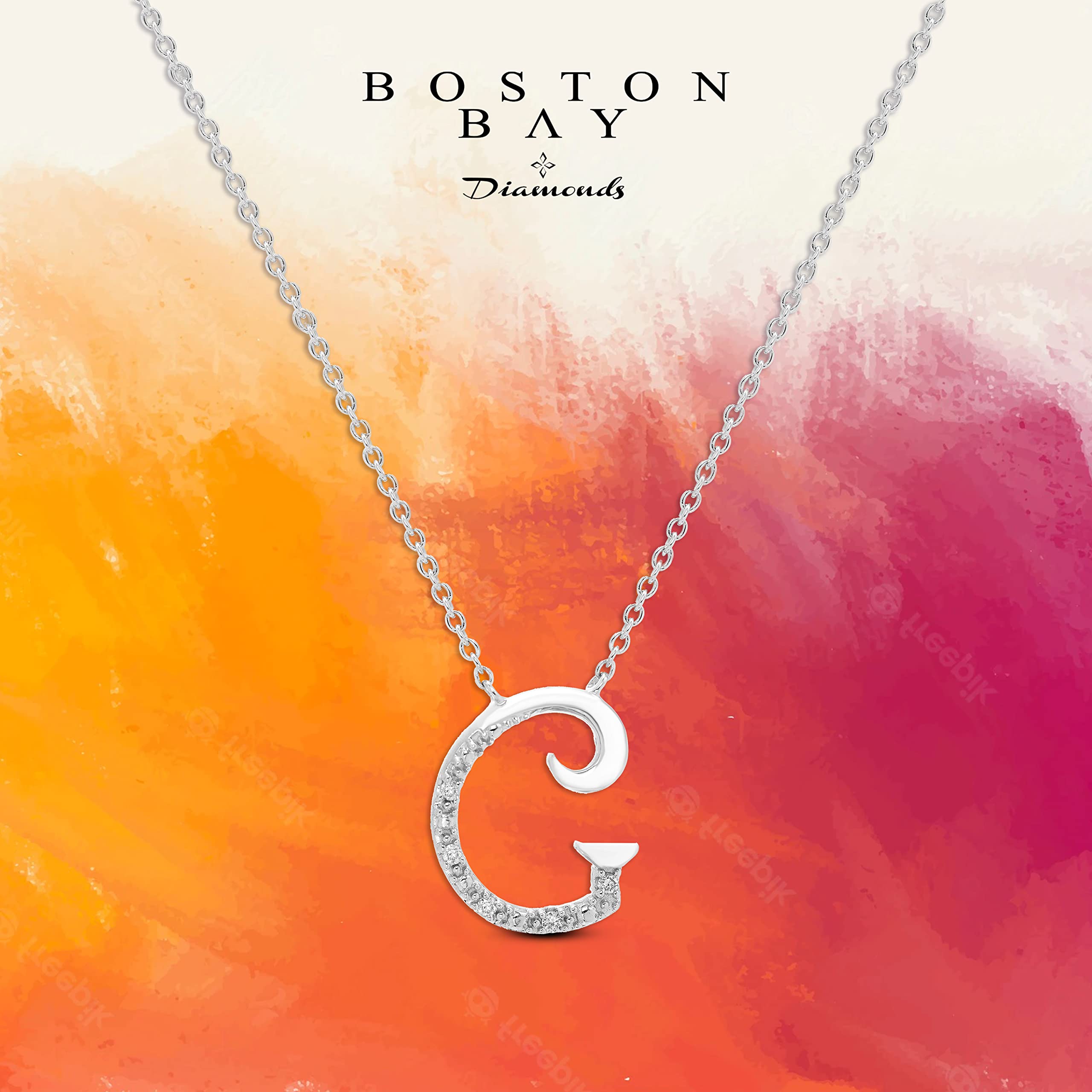 .925 Sterling Silver Diamond Accented ‘G’ Initial Necklace, Adjustable 18”-20" (G-H Color, I2-I3 Clarity)