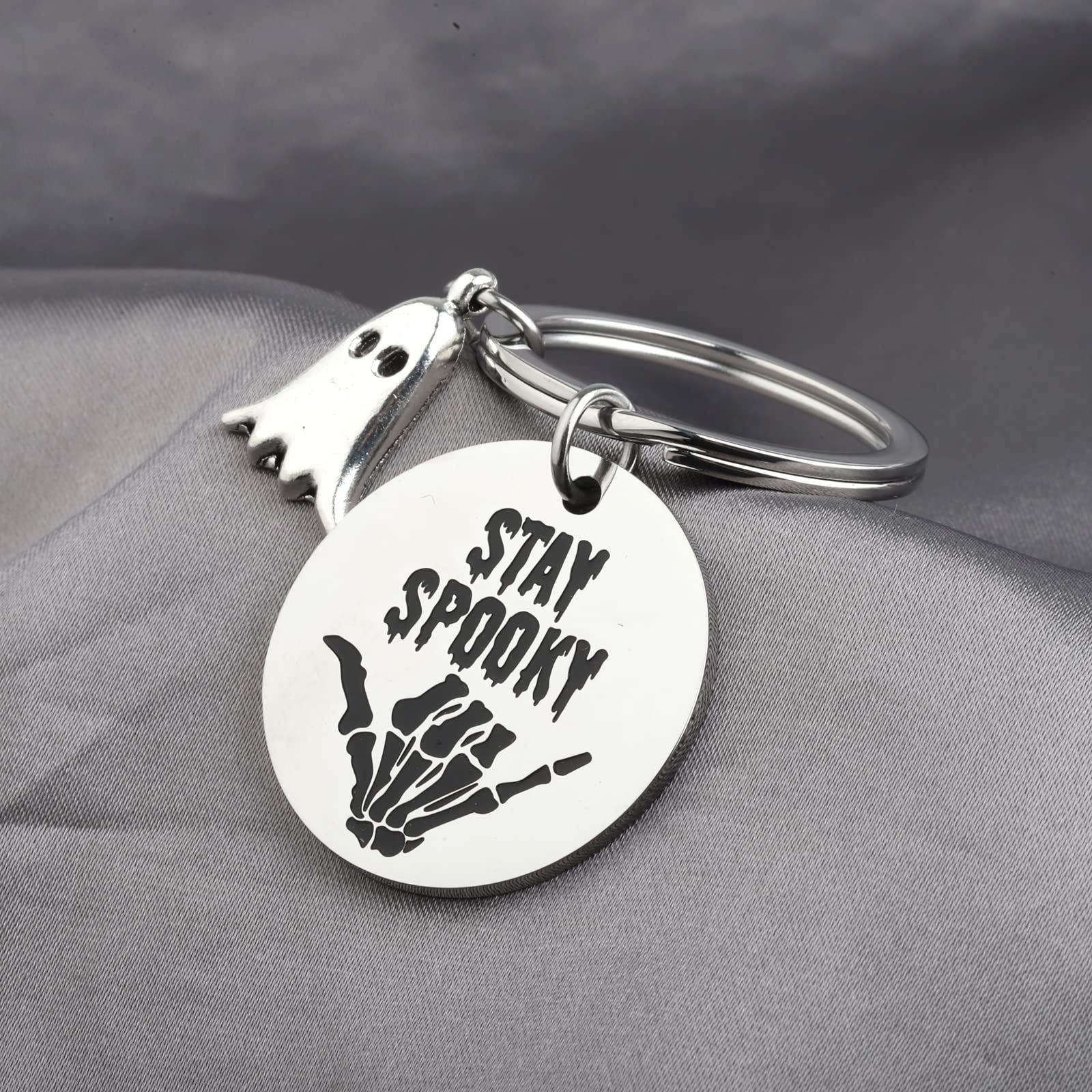 TGBJE Halloween Party Gift Stay Spooky Keychain Halloween Ghost Gift Halloween Horror Gift Trick or Treat Gift (stay spooky kc)