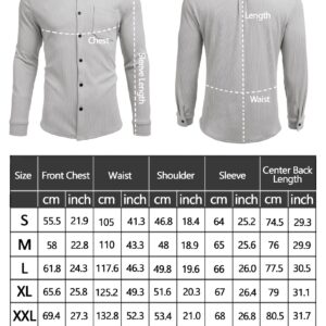 COOFANDY Men's Corduroy Jacket Stretch Camp Shacket Long Sleeve Warm Fleece Winter Shirts Grey