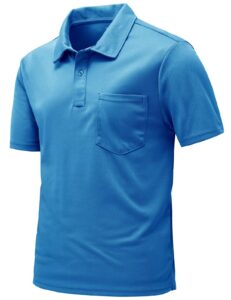 rdruko men's activewear polo shirts short sleeve quick dry outdoor golf sports shirts with pocket(blue, us l)