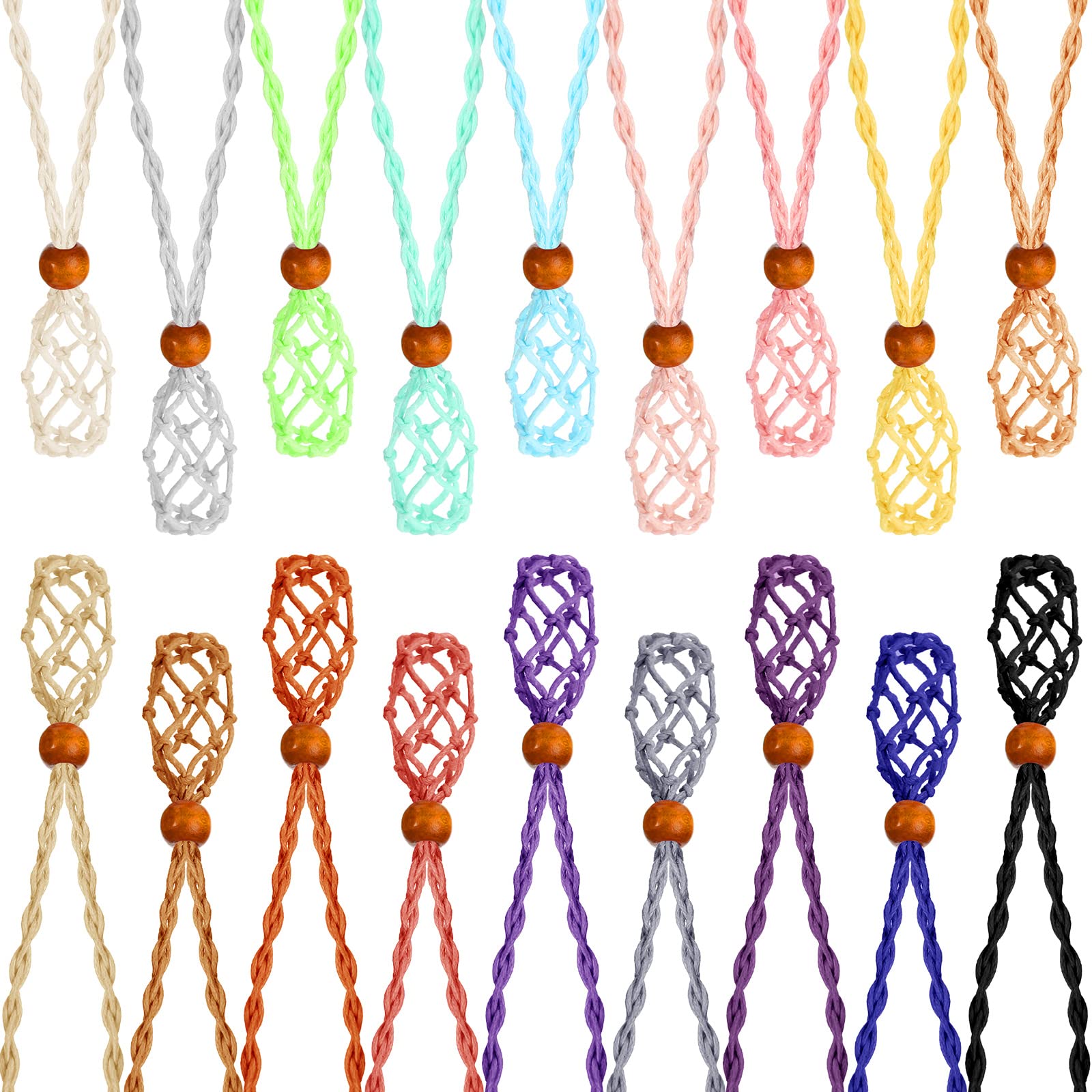 BBTO 18 Pcs Adjustable Crystal Necklace Holder Empty Stone Holder Pendant Stone Holder for Replacement Hand Woven Necklace Cord, (BBTO-KD7328)