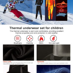 MeetHoo Kid's Thermal Sets Ski Sport Base Layer Long Johns Winter Warm Bottom Top Cold Gear Underwear, Grey, Small