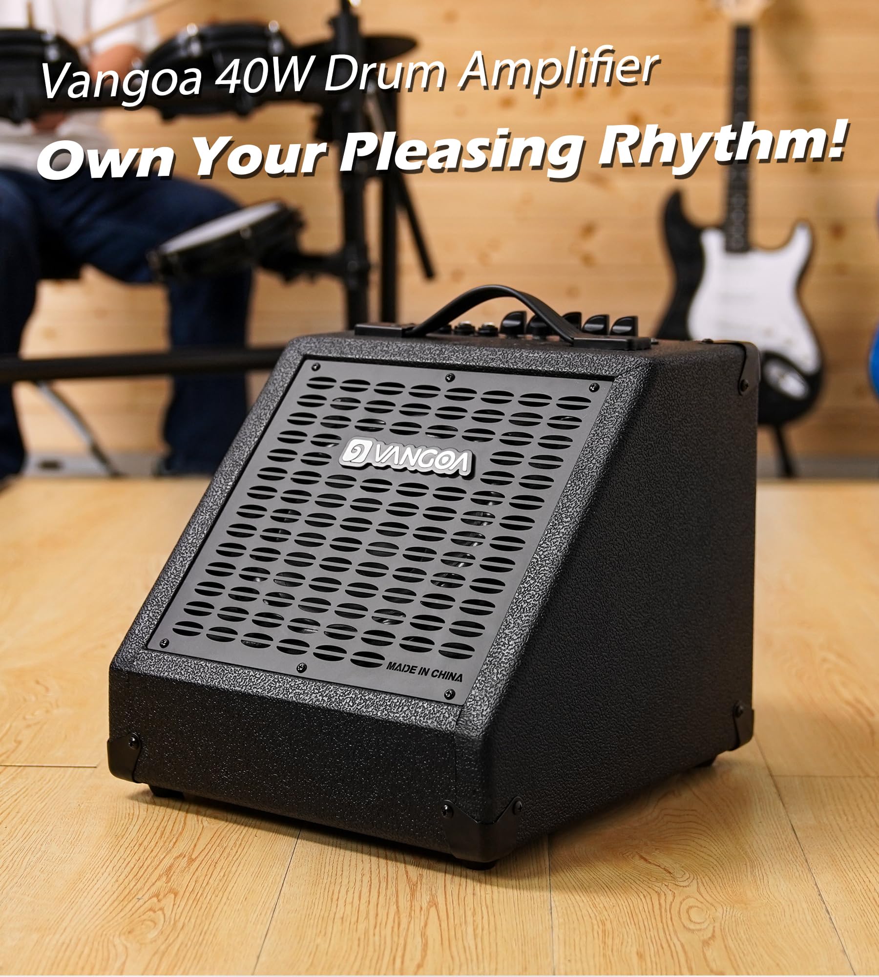 Vangoa Electric Drum Amp 40W Professional Drum Amplifier Speaker, 3 Inputs 3 Band EQ Wireless Electronic Drum Monitor, Keyboard Speaker, Black