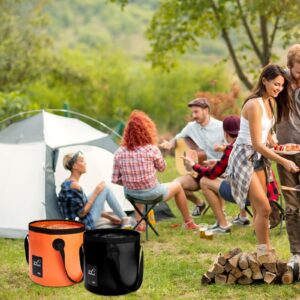 3 Pcs 5 Gallon Bucket Collapsible Foldable Bucket with Handle for Camping Fishing Hiking to Hold Water Folding Container Carry Bag Multiple Use Portable Fold up Lightweight(Blue, Orange, Black)