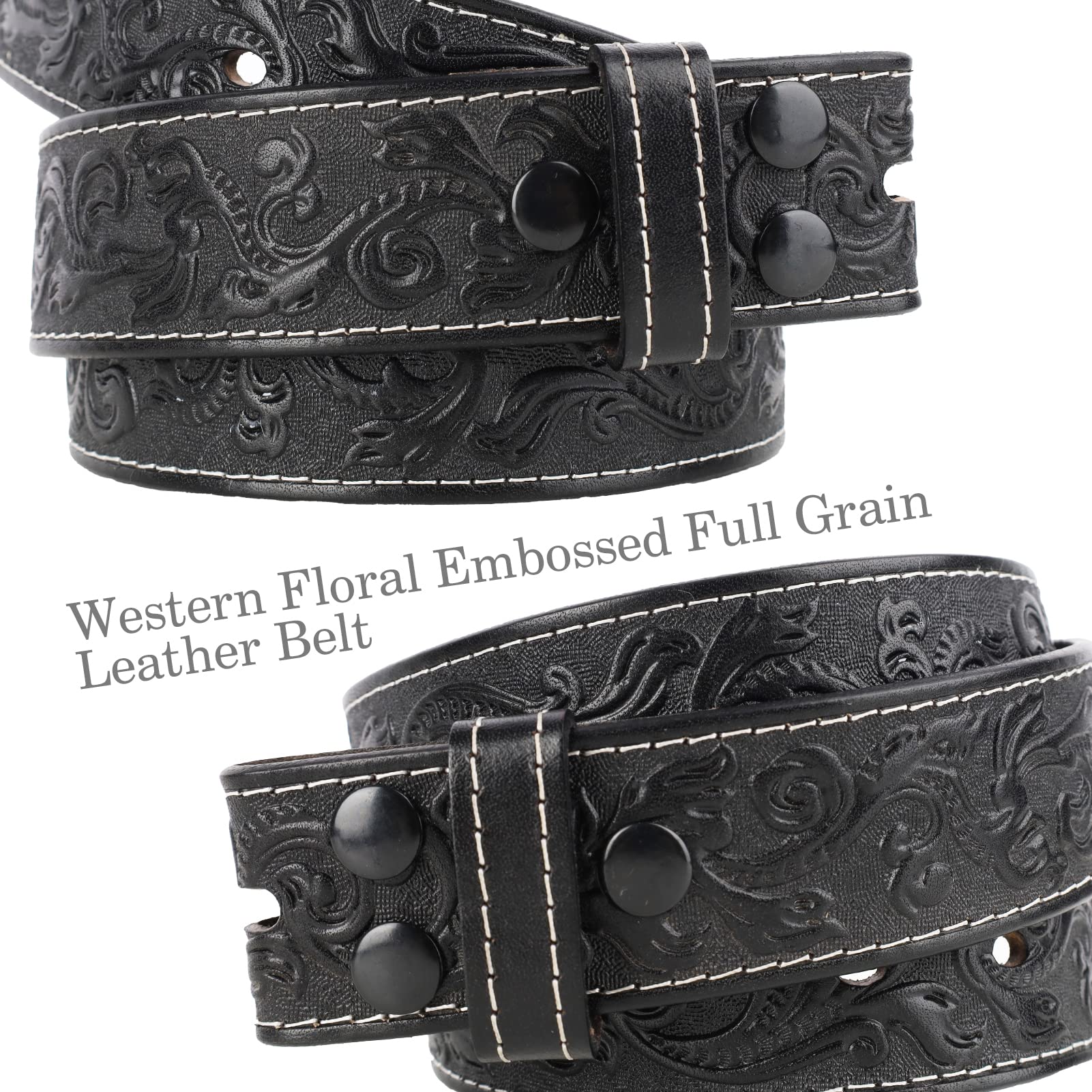 NPET Full Grain Western Engraved Tooled Men Leather Belt 36” waist