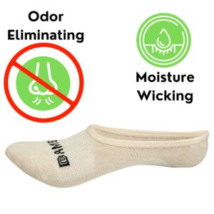 Bamboo Sports Low Cut Mens No Show Bamboo Rayon Socks - Breathable, Moisture Wicking, Odor Eliminating Nude No Show Socks Men Size 13-15, 4 Pair