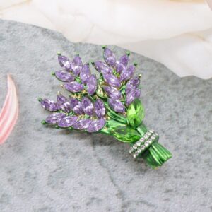 Purple Lavender Flower Brooch Pins Crystal Rhinestones Elegant Accessories Jewelry Women's Brooches and Pins Fashion Jewelry Wedding Floral Lapel Pins