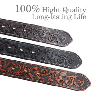 NPET Full Grain Western Engraved Tooled Men Leather Belt 36” waist