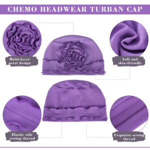 6 Pcs Women Turban Flower Caps Vintage Turbans Beanies Hair Loss Head Wrap Head Coverings for Women