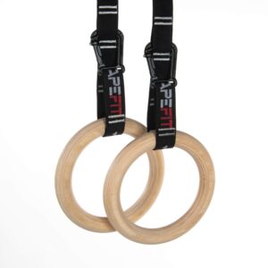 apefit power gymnastic rings and competition straps | quick adjustment carabiner | anti-theft lock | birch rings | for calisthenics, gym & bodyweight training, pisp00120carbring