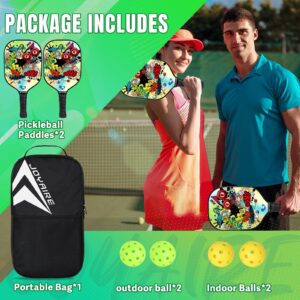 JOYAIRE Pickleball Paddles Set of 2, USAPA Standard Multilayer Carbon Fiber Surface High Control & Spin, Lightweight Pickle Ball Rackets Honeycomb Core w/ 4 Pickleball, Portable Bag, for Men Women