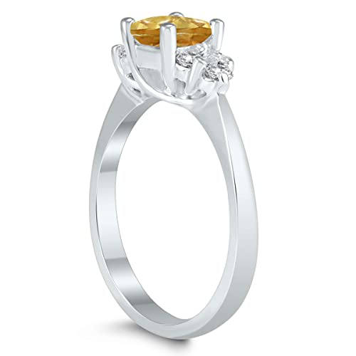 Princess Cut 5X5MM Citrine and Diamond Duchess Ring in 10K White Gold