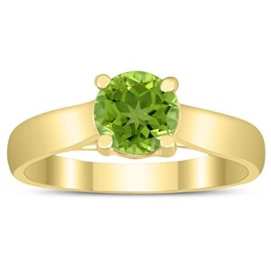 Round 6MM Peridot Cathedral Solitaire Ring in 10K Yellow Gold