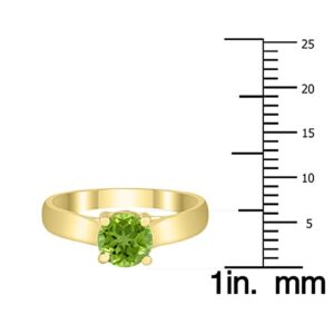 Round 6MM Peridot Cathedral Solitaire Ring in 10K Yellow Gold