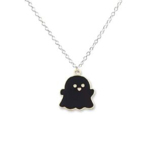 Cute Cartoon Ghost Friendship Couple Pendant Necklaces, Black and White Ghost Necklaces Couples Friendship for Best Friend Lovely Women Necklaces Jewelry, One-size