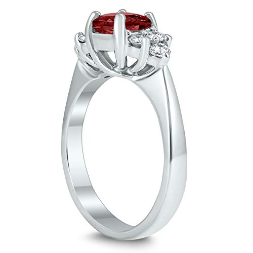 Princess Cut 6X6MM Garnet and Diamond Duchess Ring in 10K White Gold