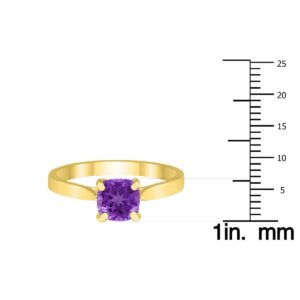 Square Princess Cut 6MM Amethyst Solitaire Ring in 10K Yellow Gold