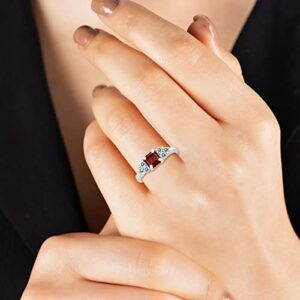 Princess Cut 6X6MM Garnet and Diamond Duchess Ring in 10K White Gold