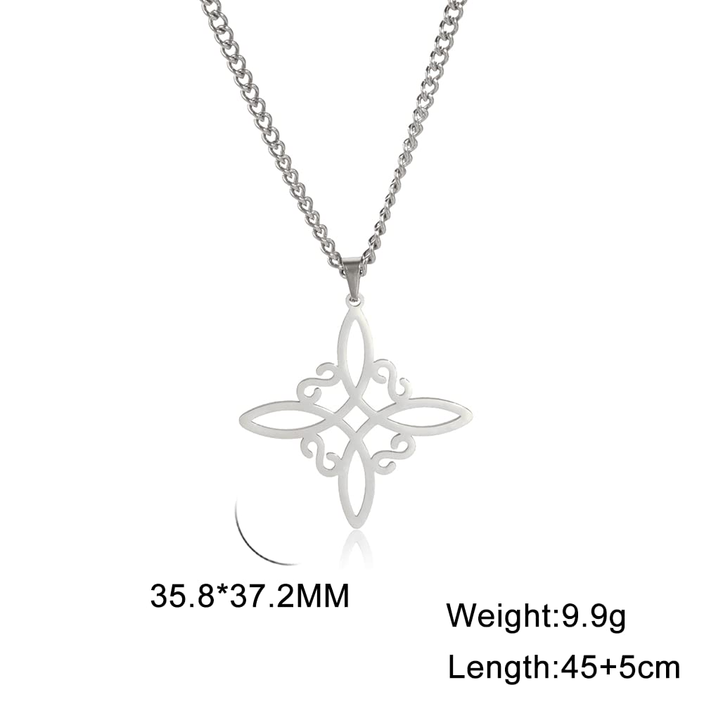 Dreamtimes Silver Color Witch Necklace for Women Celtic Knot Necklace Witches Knot Protection Amulet Triquetra Necklace Wiccan Jewelry Satanic Necklace Witch Pendant Jewelry (Silver)