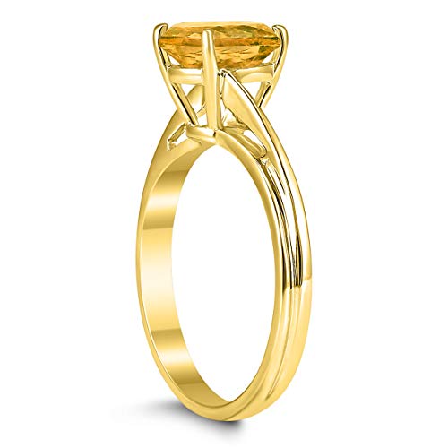 Solitaire Oval 8X6MM Citrine Gemstone Twist Ring in 10K Yellow Gold