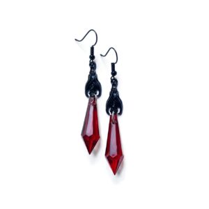 gothic dark bat dangle earrings red black crystal gems bat earrings punk rock style bat animal earrings halloween costumes earrings jewelry for women (red)