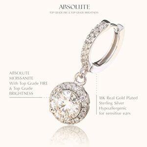 ABSOLUTE Moissanite Dangle Earrings for Women Moissanite Earrings Studs for Women 2 Carat 925 Sterling Silver Earrings White Gold Plated Moissanite Studs Promise Birthday With Certificate