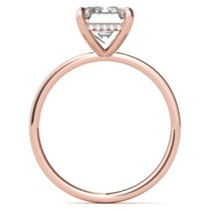 10K Solid Rose Gold Handmade Engagement Ring 1 CT Emerald Cut Moissanite Diamond Solitaire Wedding/Bridal Ring for Women/Her Propose Ring Set (7.5)