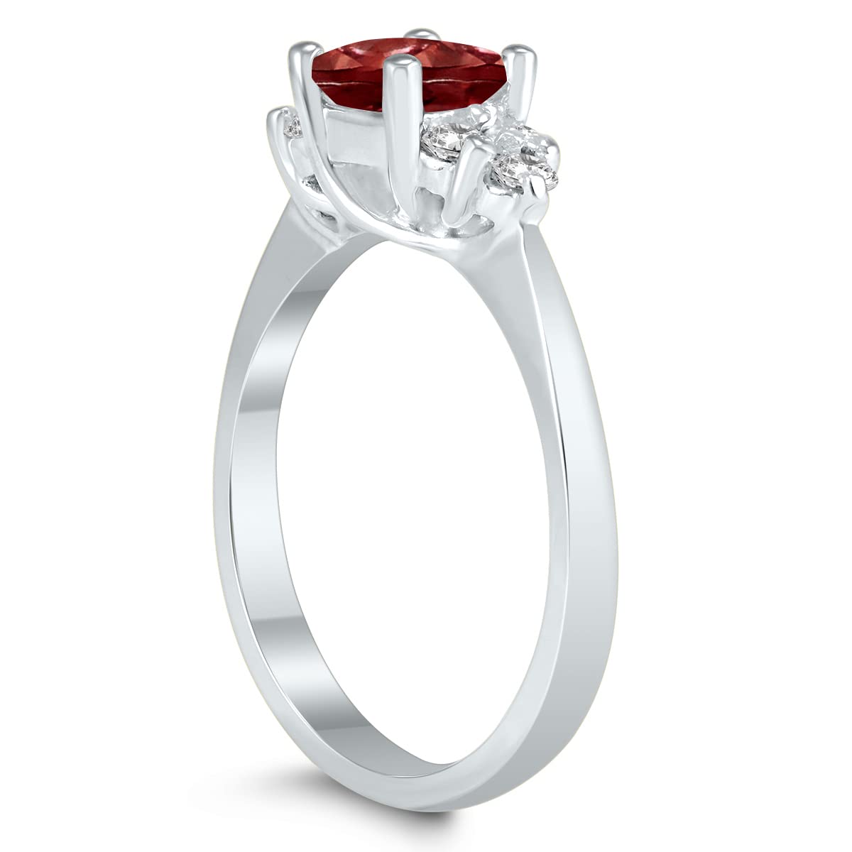 Princess Cut 5X5MM Garnet and Diamond Duchess Ring in 10K White Gold