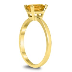 Emerald Shaped 7X5MM Citrine Solitaire Ring in 10K Yellow Gold