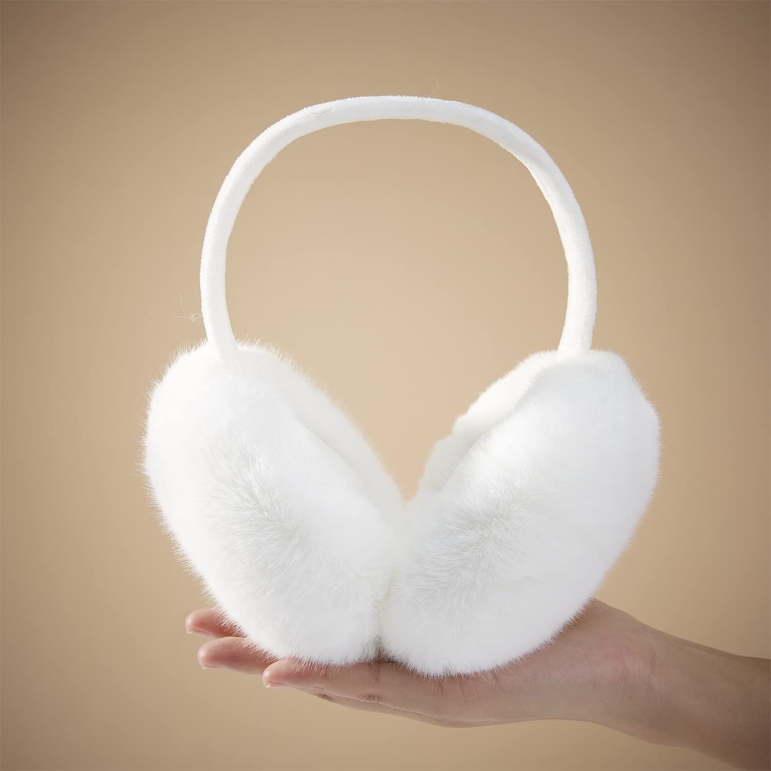 Lenwuynyo Earmuffs Cute Dense Faux rabbit Fur Creative Warm Ear Warmer Furry Winter Outdoor EarMuffs Foldable Ear Warmer Unique Gifts