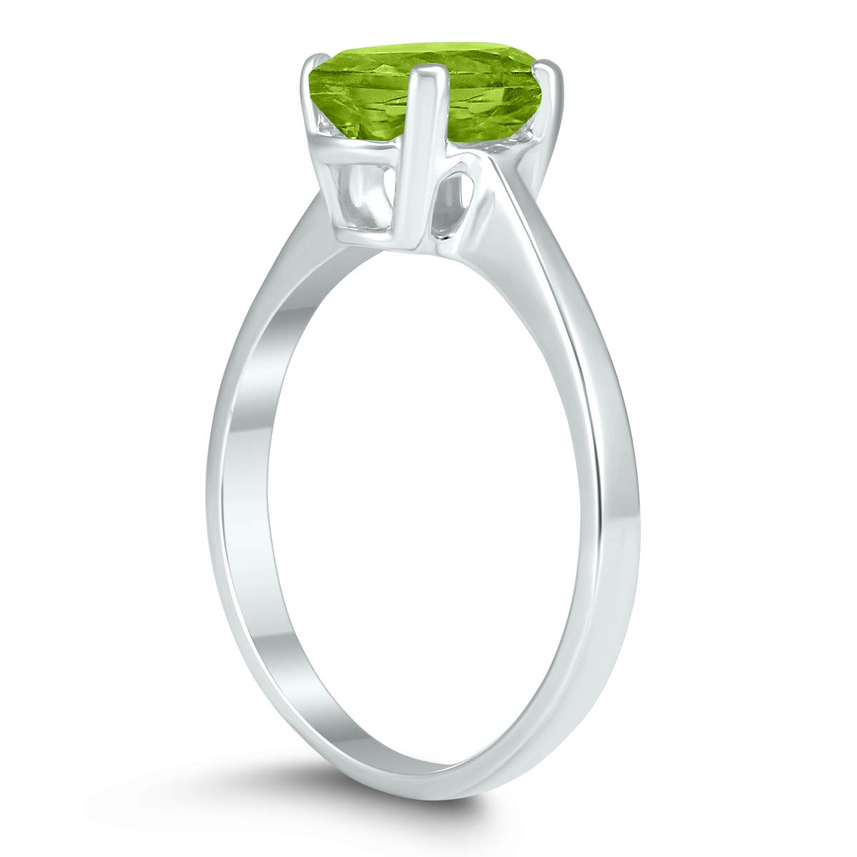 Oval Solitaire 8X6MM Peridot Ring in 10K White Gold