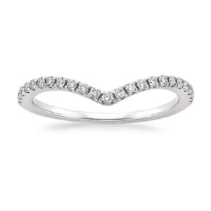 sz 8.0 solid 10k white gold diamond 2mm chevron half eternity stackable wedding anniversary band ring