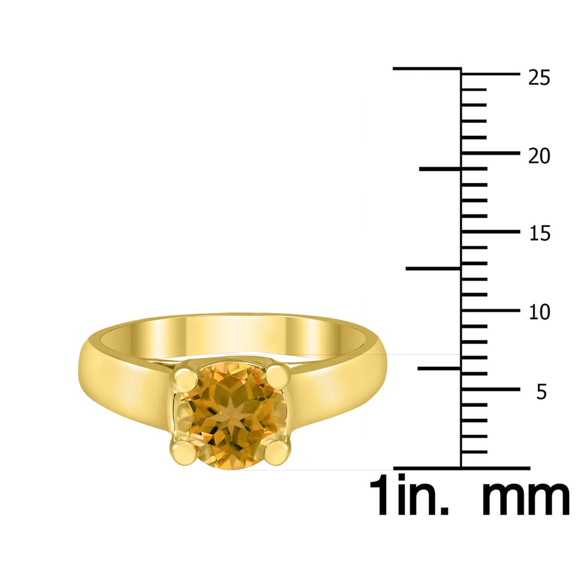 Round 7MM Citrine Cathedral Solitaire Ring in 10K Yellow Gold