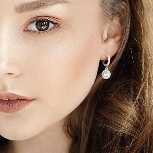 ABSOLUTE Moissanite Dangle Earrings for Women Moissanite Earrings Studs for Women 2 Carat 925 Sterling Silver Earrings White Gold Plated Moissanite Studs Promise Birthday With Certificate