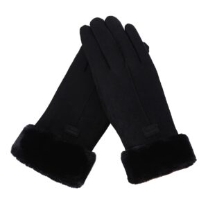 Winter Gloves for Women Cold Weather Warm Ladies Girls Ski Snow Gloves Touch Screen Texting Gloves Running Cycling Driving Black Gloves