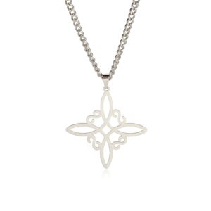 dreamtimes silver color witch necklace for women celtic knot necklace witches knot protection amulet triquetra necklace wiccan jewelry satanic necklace witch pendant jewelry (silver)