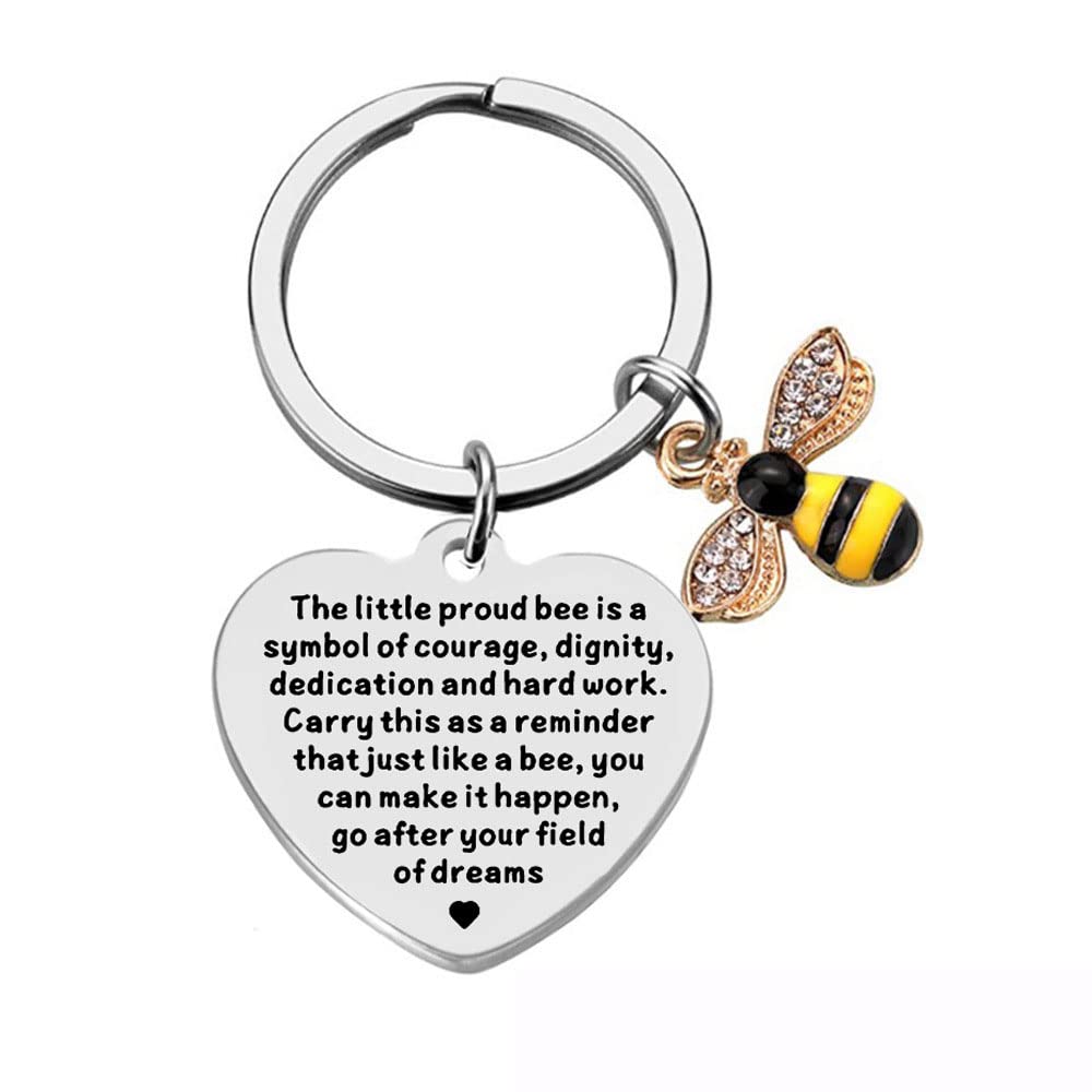 Zolivie Bee Keychain-Inspirational Keyring for Graduation Farewell Birthday-Motivational Key Chain- For Him/Her-Colleagues Friends-Handbags & Purse Charms